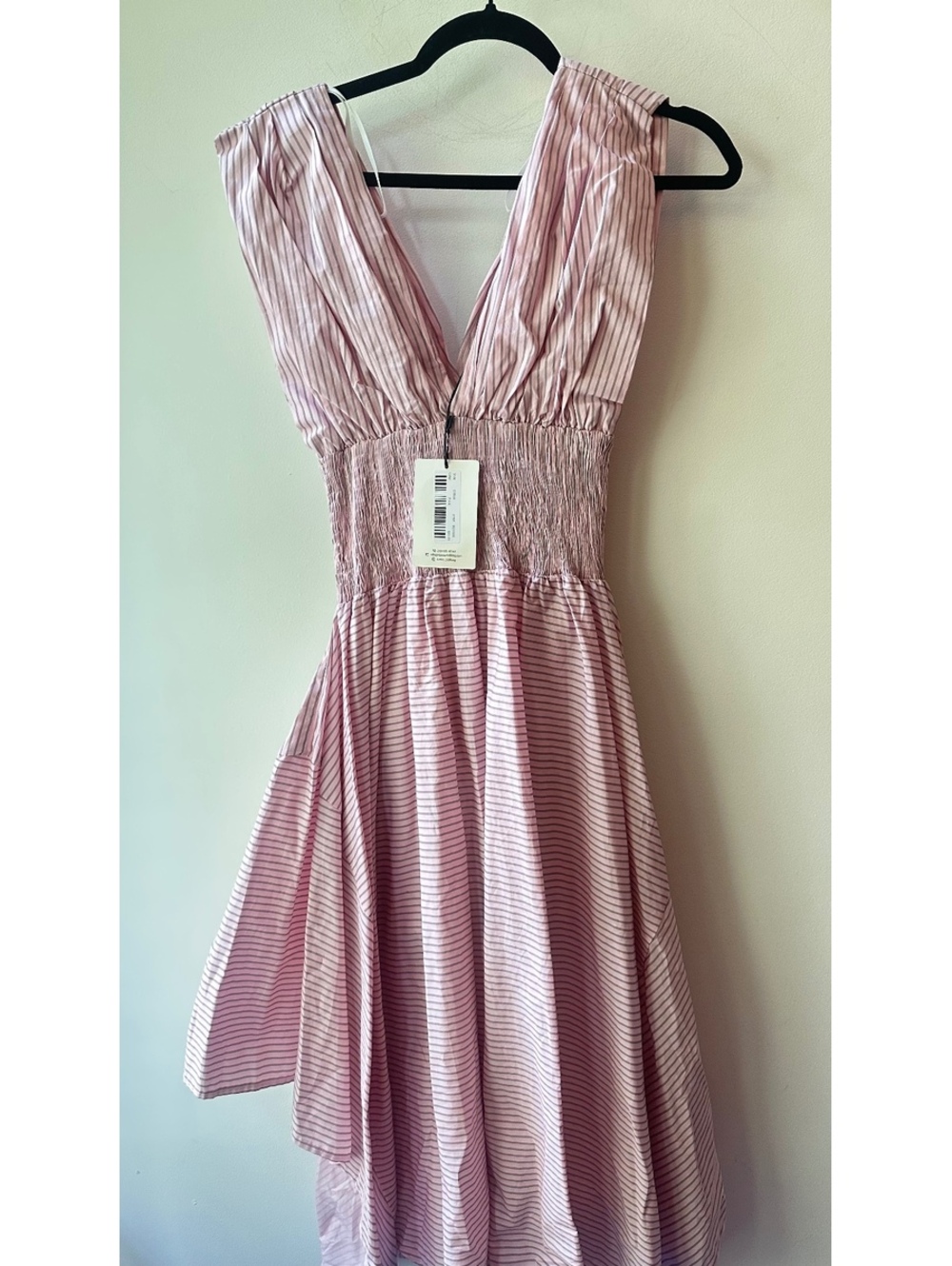 Klesis, Pink Striped Smocked Midi Dress 16” Pit to Pit Size S | 920